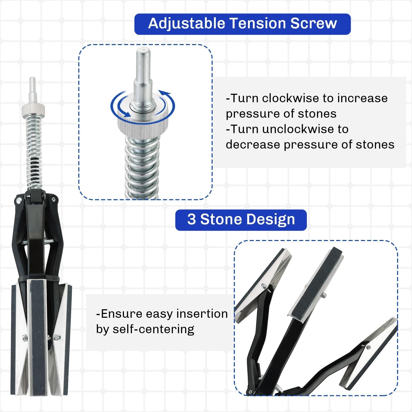 Adjustable Engine Cylinder Hone Tool 2″-7″ with 3 Extra Stones – 220 Grit Deglaz