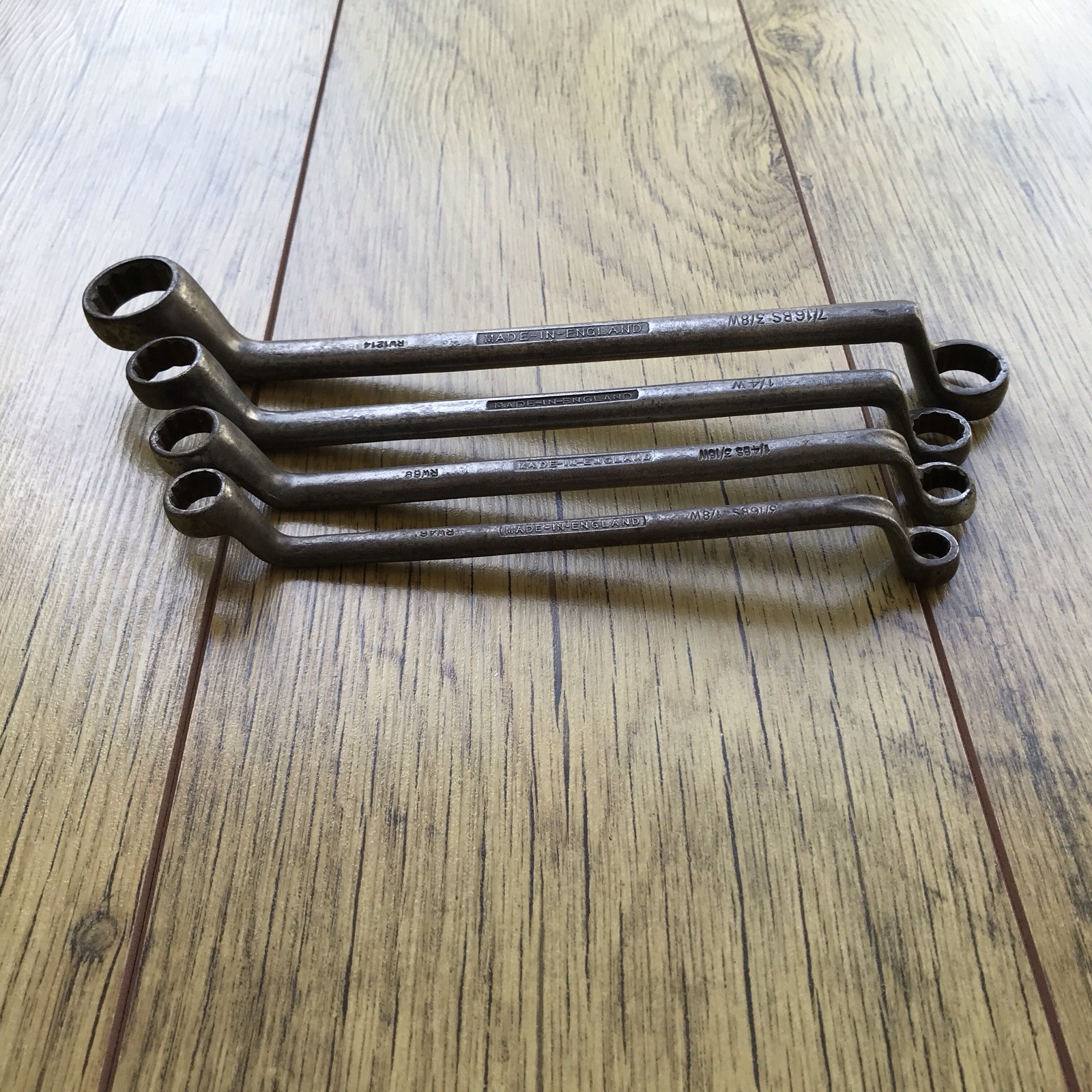 4 Vintage Bedford 1950s Ring Spanner’s 7/16” To 1/8” Whitworth. No 4.