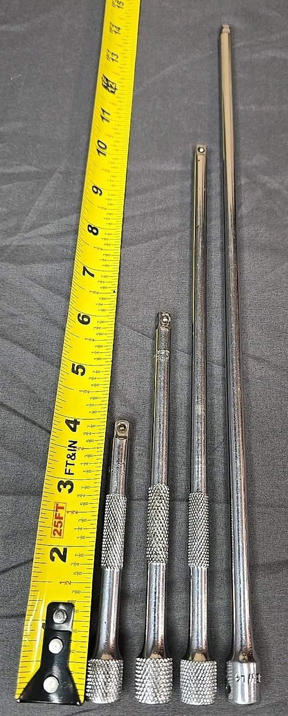 Mac Tools 1/4” Drive Extension Set Of 4 Knurled 4″ 6″ 10″ 14″ Great Condition