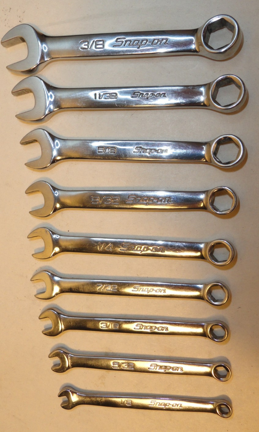 Snap On SAE Midget Wrench Set 9 Piece 6 point Part# OXI709SBK USA 1/8-3/8″ NICE
