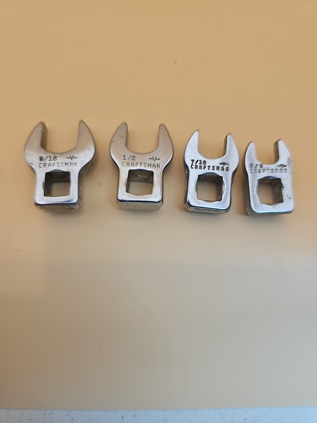 Craftsman 4 crow foot wrenches 3/8″ drive -V- 3/8″, 7/16″, 1/2″, 9/16″ USA
