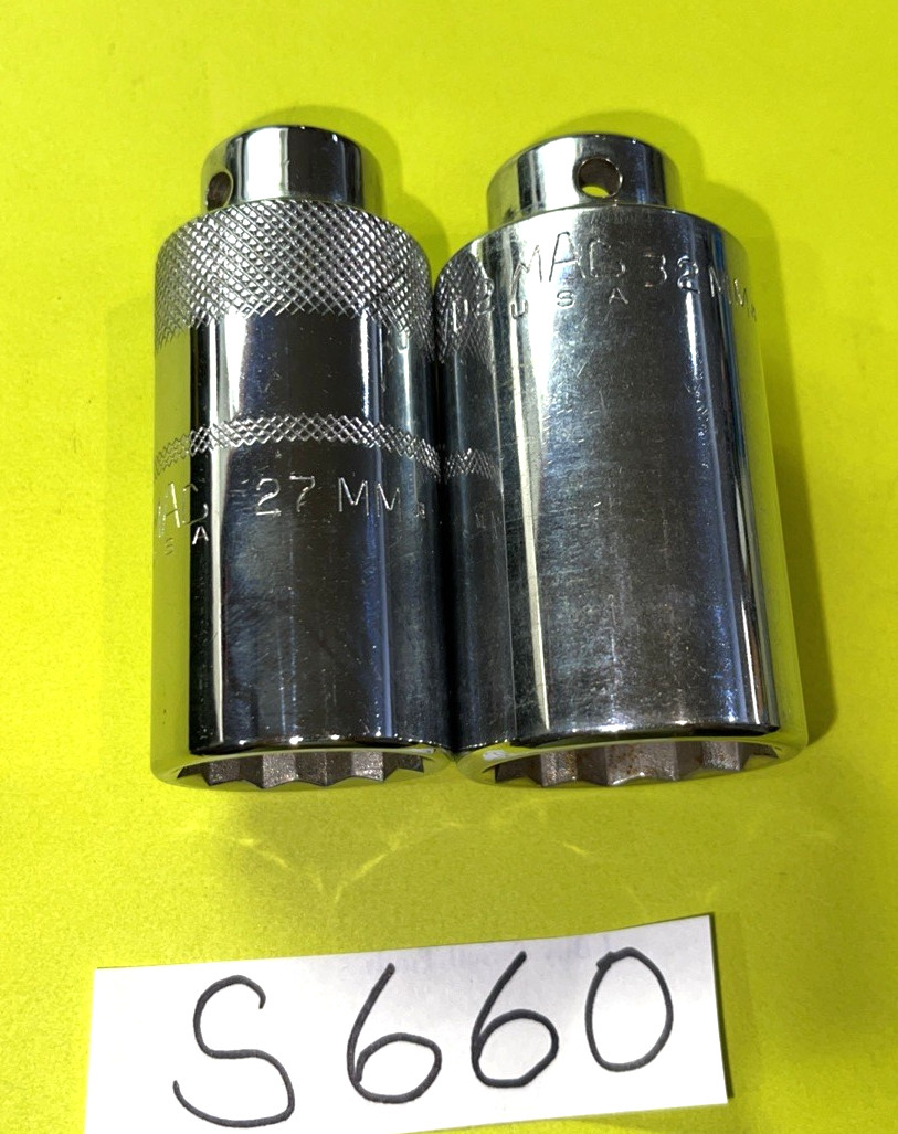 MAC TOOLS 2 PIECE 1/2 DRIVE DEEP METRIC CHROME SOCKETS 27MM & 32MM
