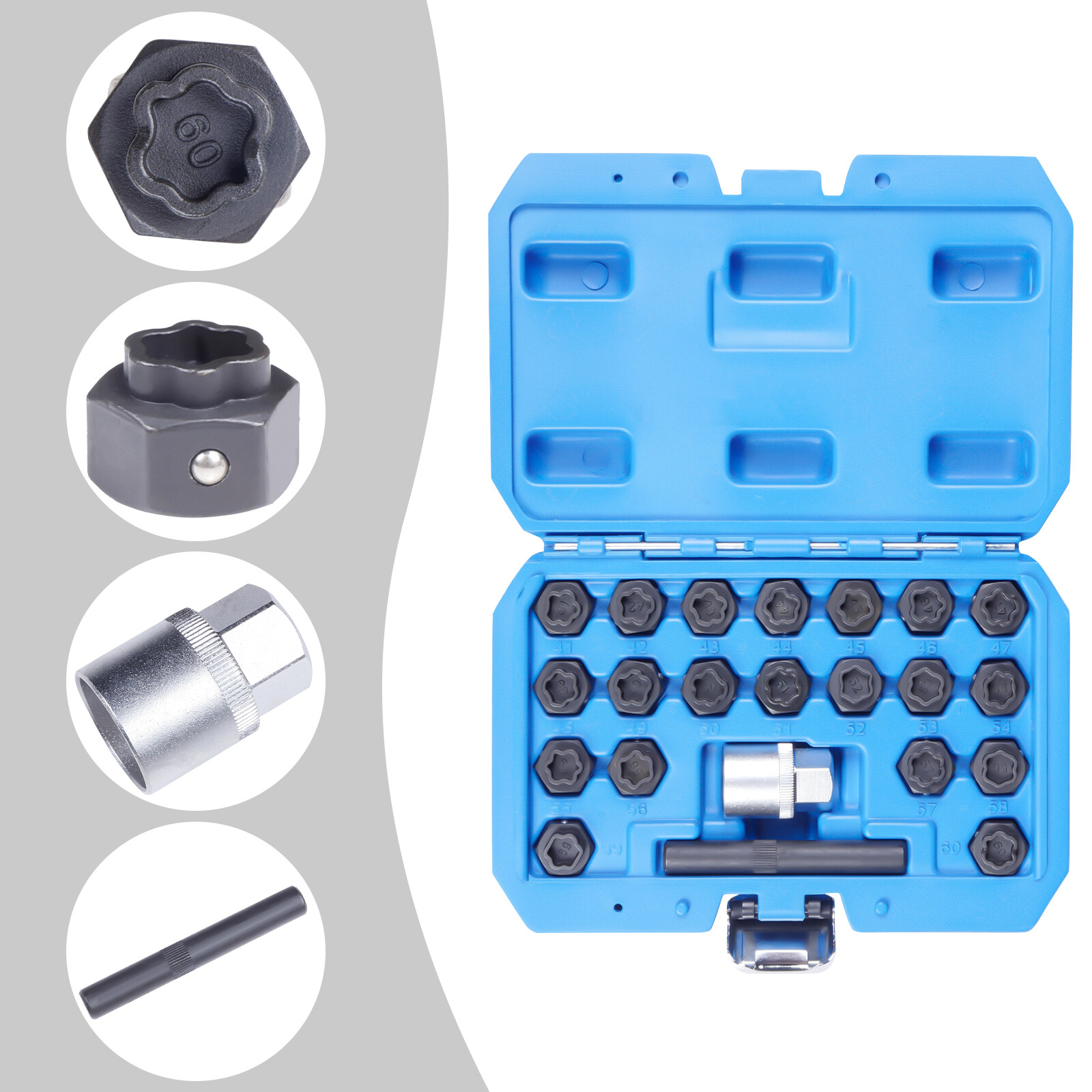 22pcs Wheel Lock Lug Nut Removal Key Socket Set Anti-Theft Screw Kit for BMW USA
