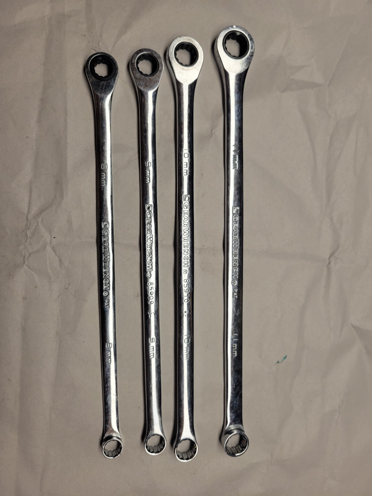 Gearwrench 8mm,9mm,10mm 11mm LX-Ratcheting Gearbox Wrenches VG PLUS COND 4pc