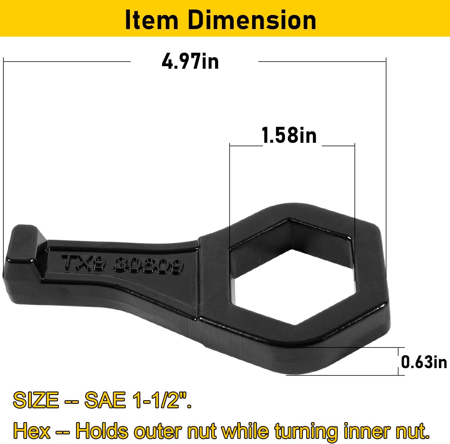 for Tire Service Tool 30609 Porkchop TX9 Cap Nut Wrench SAE 1-1/2″ Standard Cap