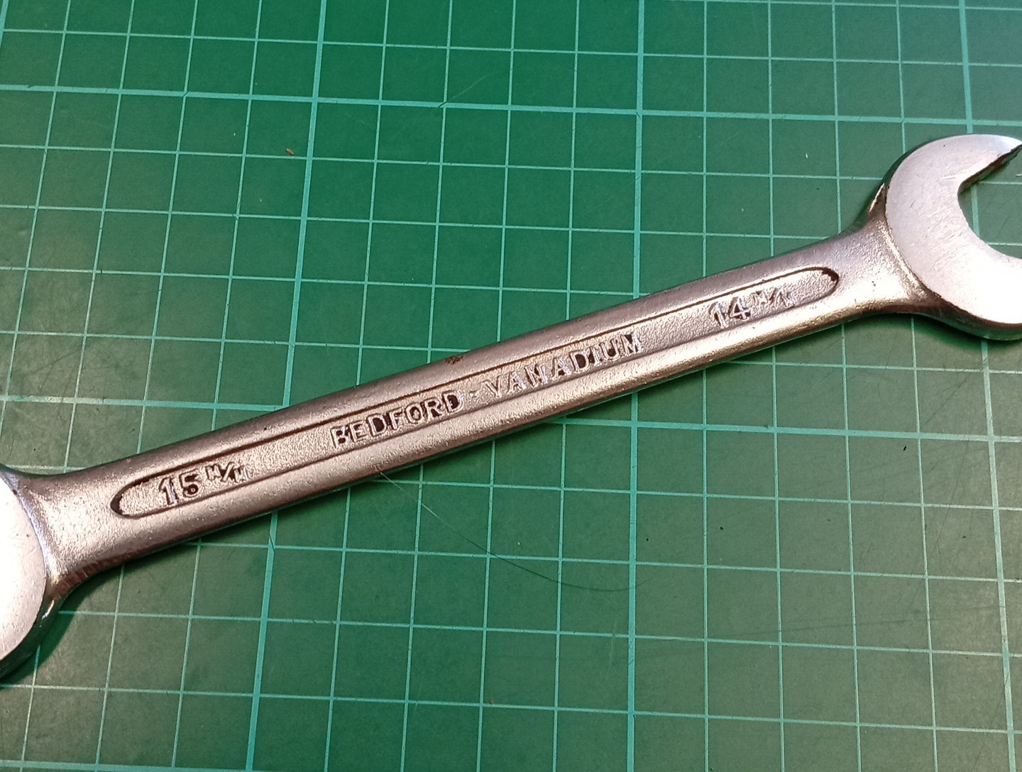 Vintage Bedford Vanadium OM1415, 14mm x 15mm Open Ended Spanner, Made In England