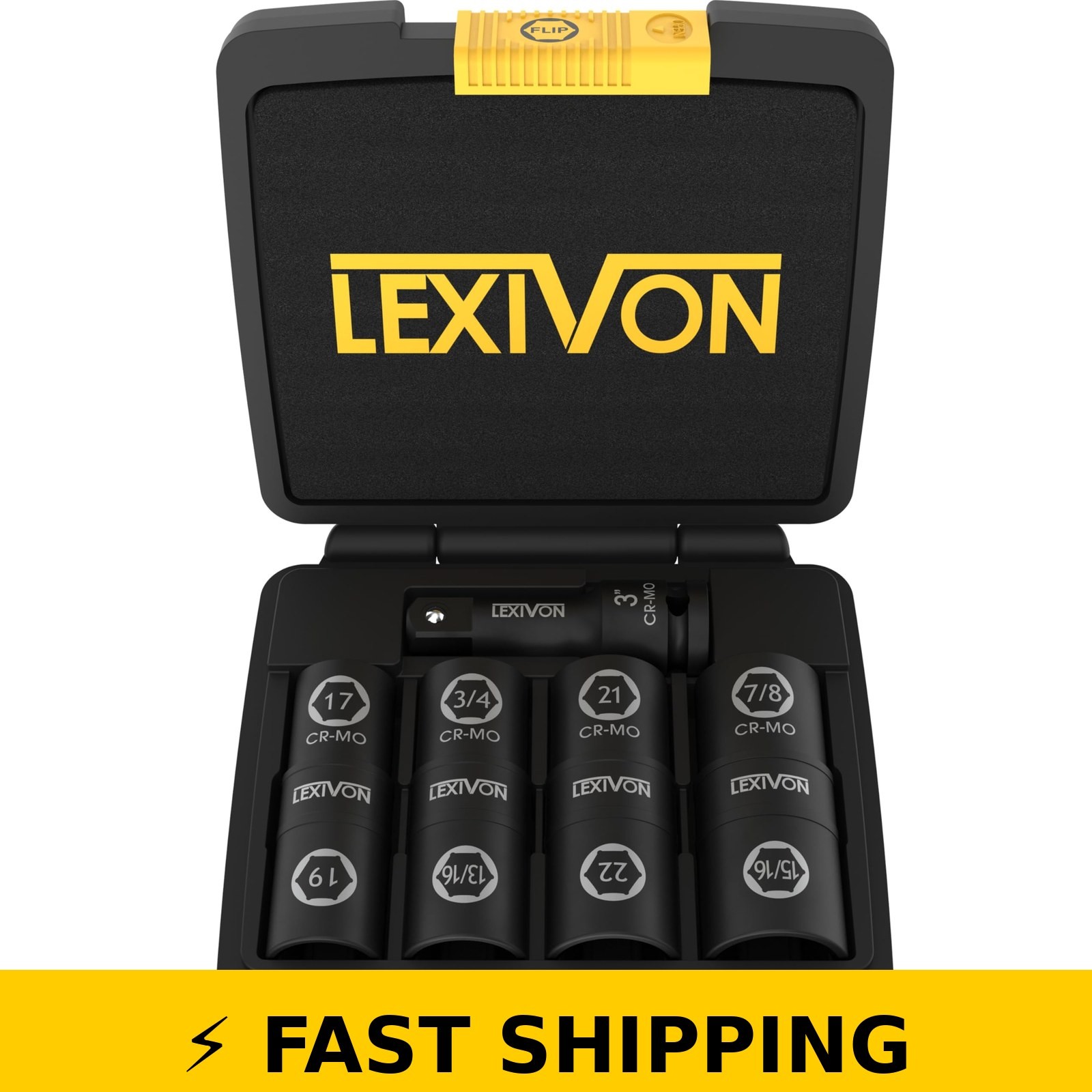 LEXIVON 1/2-Inch Drive Lug Nut Impact Socket Set – 8-IN-4 Design