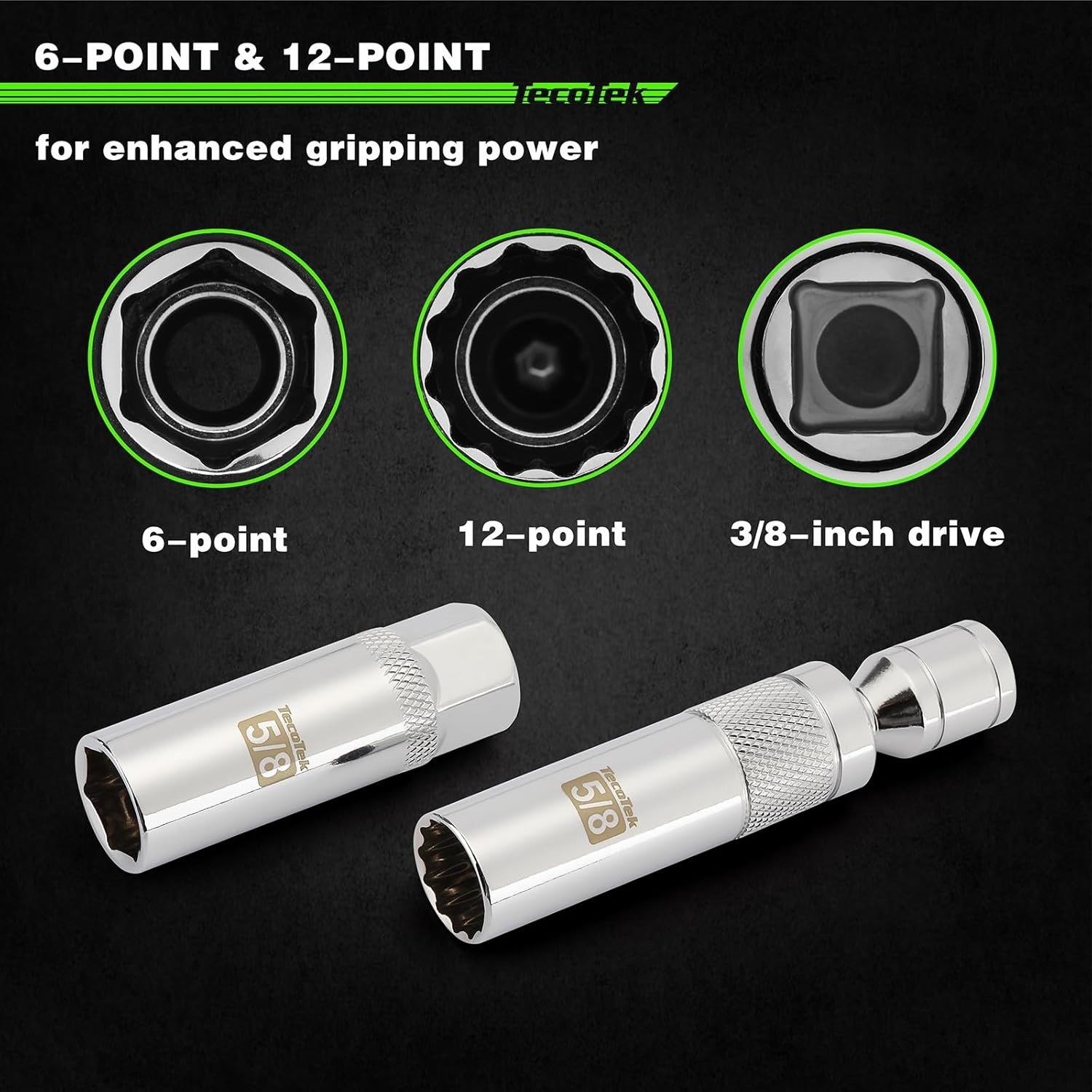 7 Piece 3/8-Inch Drive Magnetic Swivel Spark Plug Socket Set, One Size