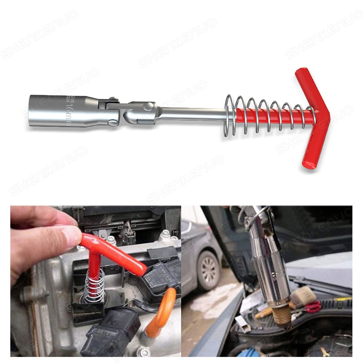 Spark Plug Removal Tool 16mm T-Bar T-Handle Flexible Spanner Socket Wrench Tool