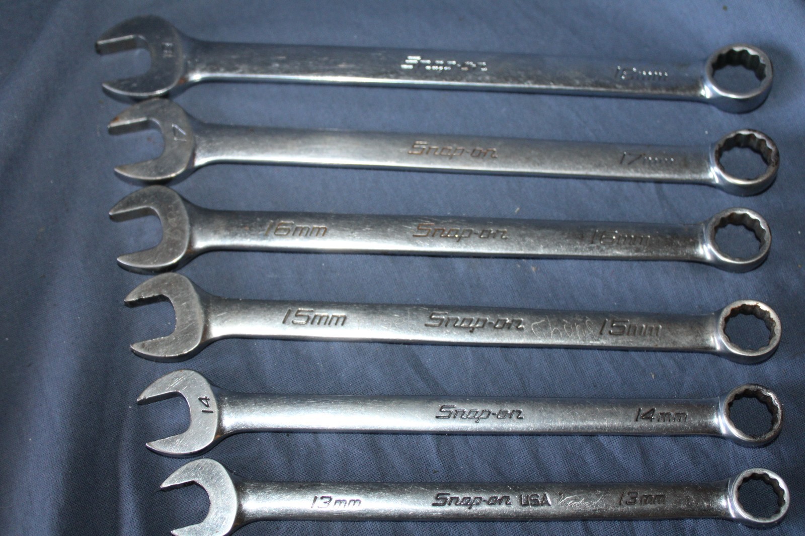 Snap-on 7 Pc Metric Combination Wrench Set 12mm – 18mm 12-Point Flank Drive
