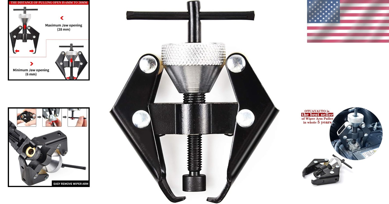 Compact Battery Terminal & Wiper Arm Tool with Metallic Finish – Easy Grip Cone