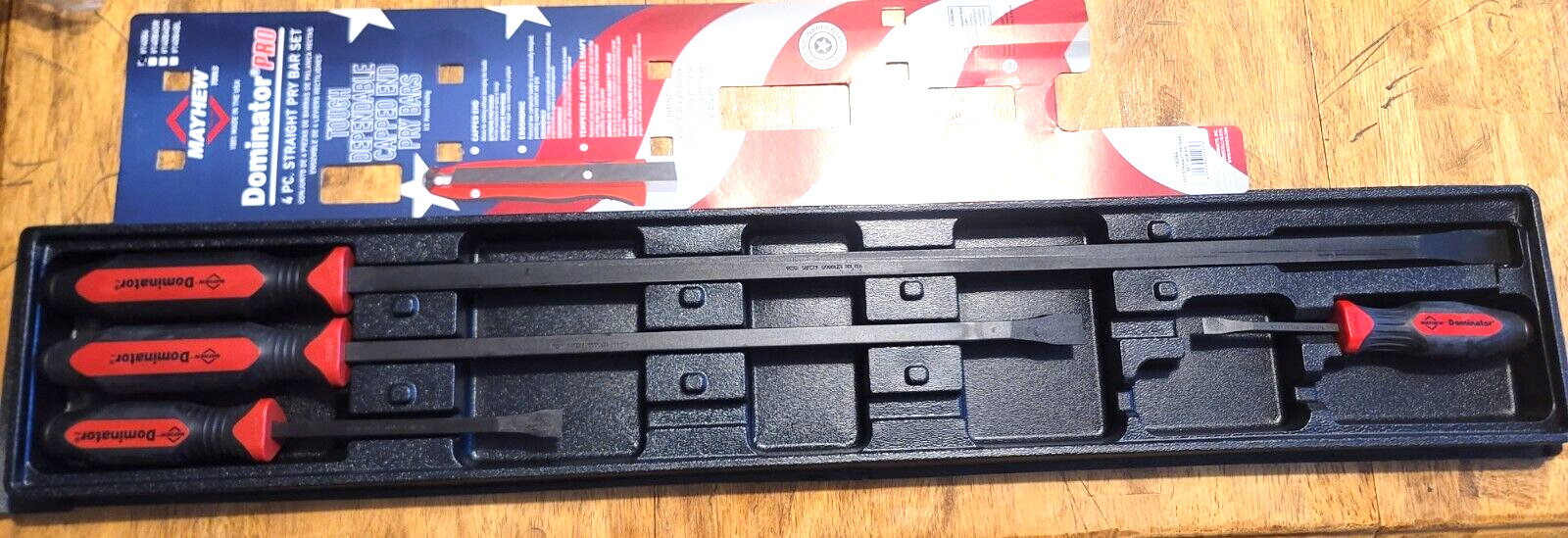 Mayhew USA 4pc Heavy Duty Dominator Straight Pry Bar Set 8, 12, 25 & 36″ #14064