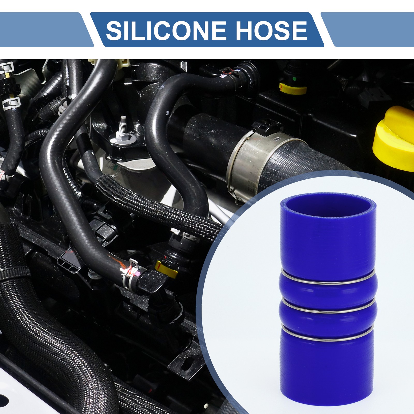 1 Set 68mm/2.68″ ID 152mm Blue Hump Car Silicone Tube with Ties