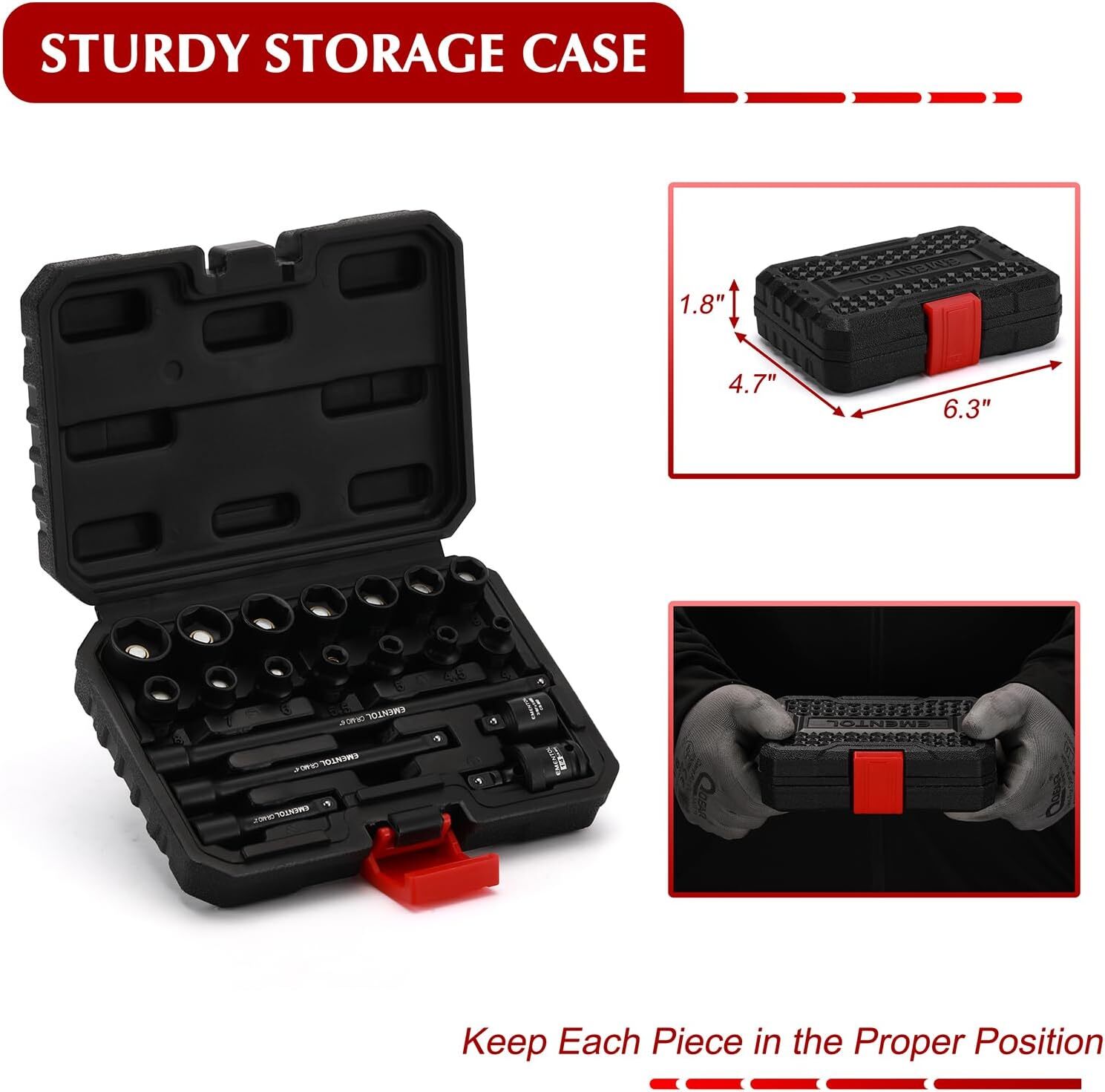 19PCS 1/4 » Drive Magnetic Impact Socket Set 4-15mm 6 Point Shallow Cr-Mo
