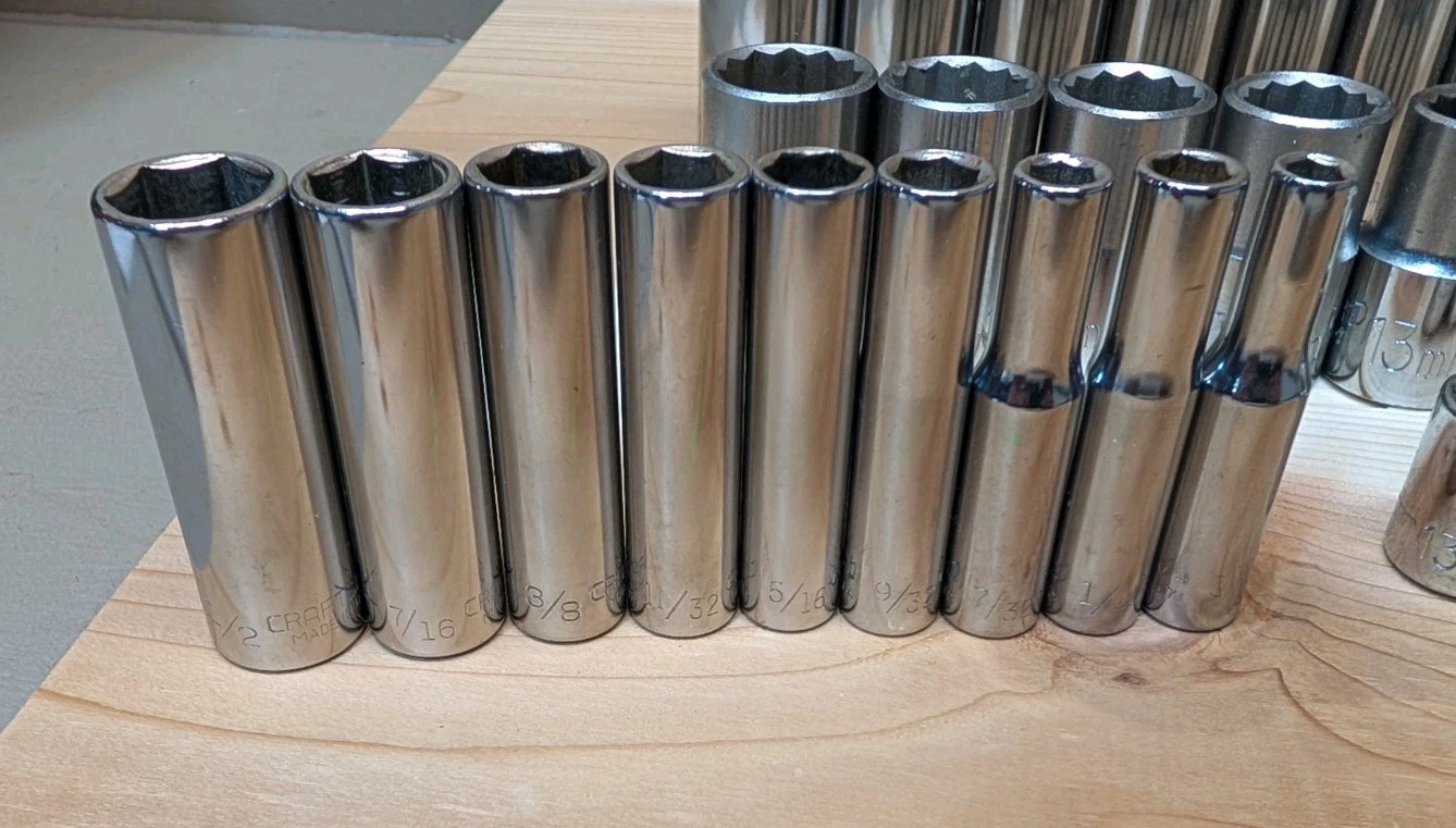 Craftsman Lot of 68 Sockets – Metric & Standard Mixed 1/4” 3/8” 1/2″-Made In USA