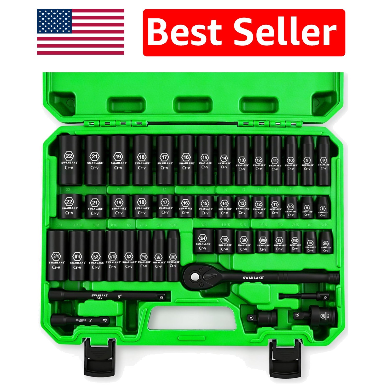 SWANLAKE 50-Piece 3/8» Drive Impact Socket Set – SAE & Metric Precision Tools