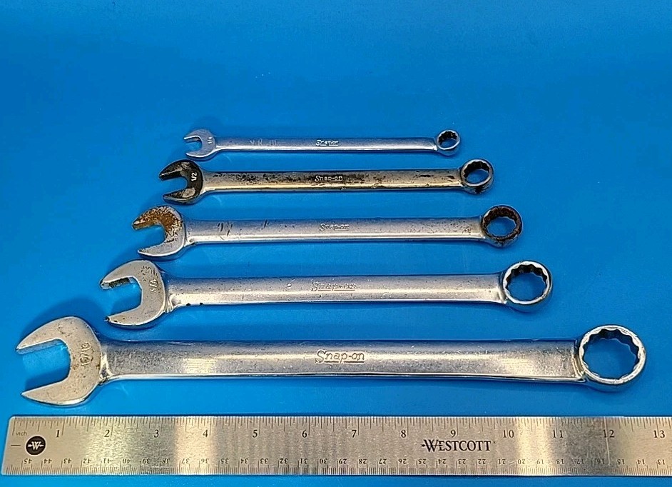 Snap-on Tools Combination Wrench Set 3/8″ to 15/16″ OEX Ser 12 Pt 5 Pcs S-12-1