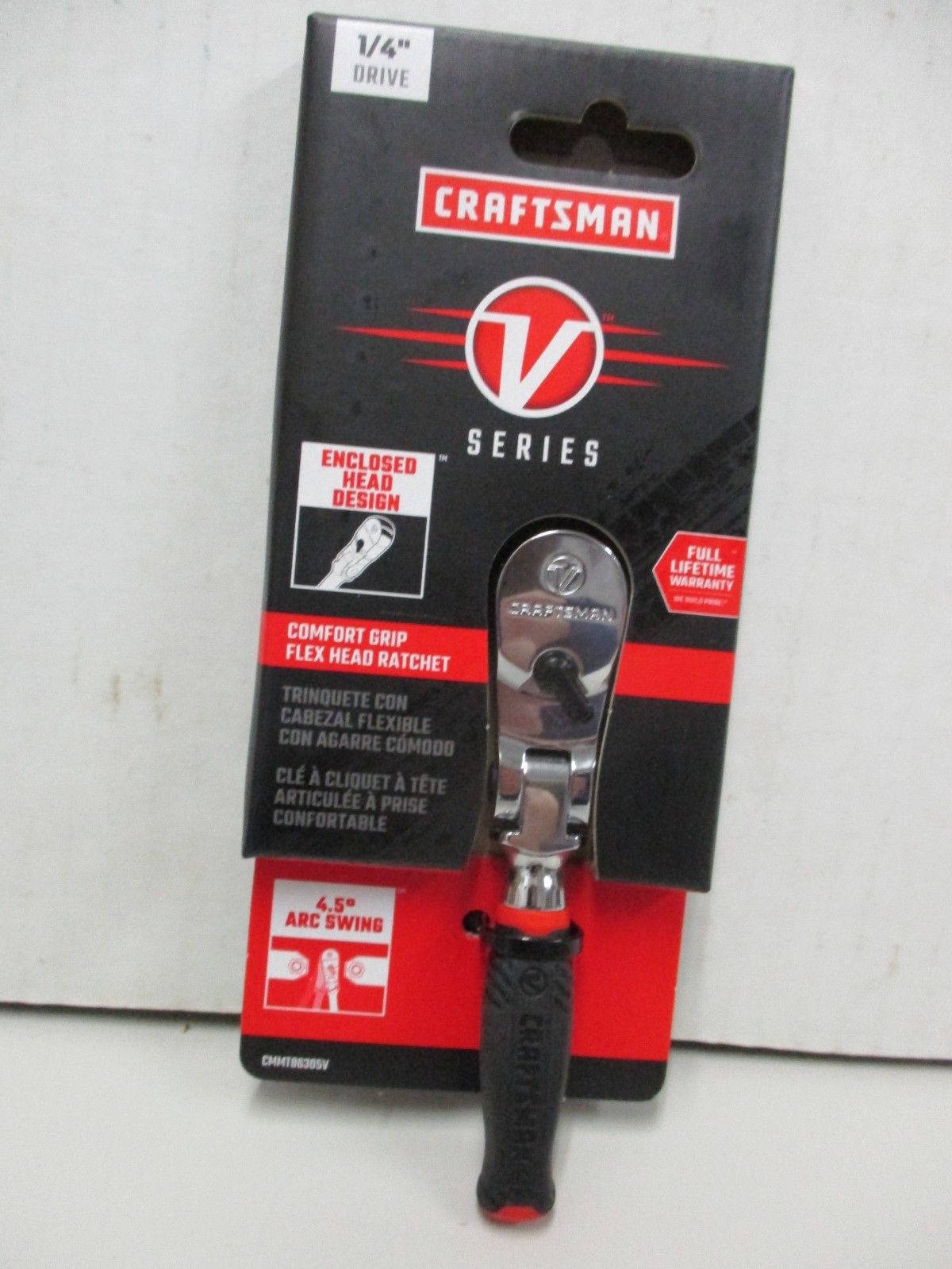 Craftsman V Series 1/4″ Drive Flex Head Comfort Grip Ratchet CMMT86305V 4-3/4″ L
