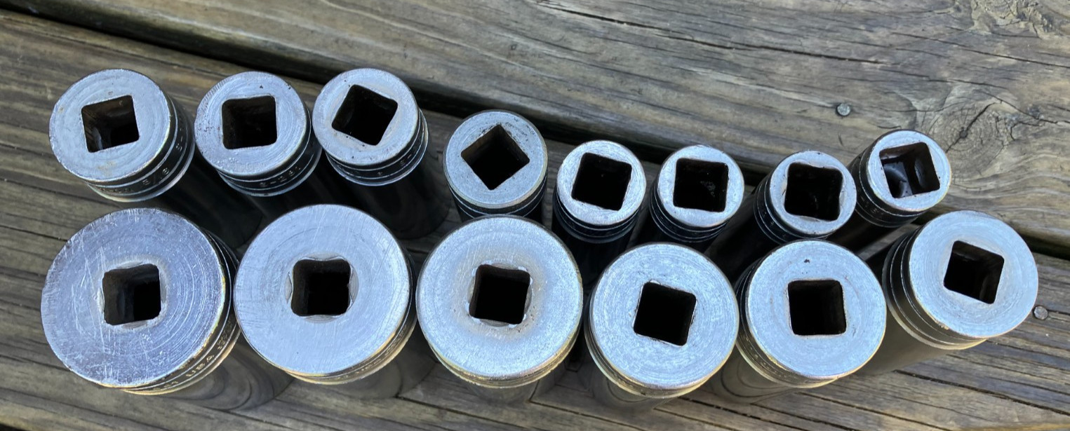 SNAP-ON 14 pc 1/2″ Drive 12-Point SAE Deep Socket Set 1/2- 1-3/8″