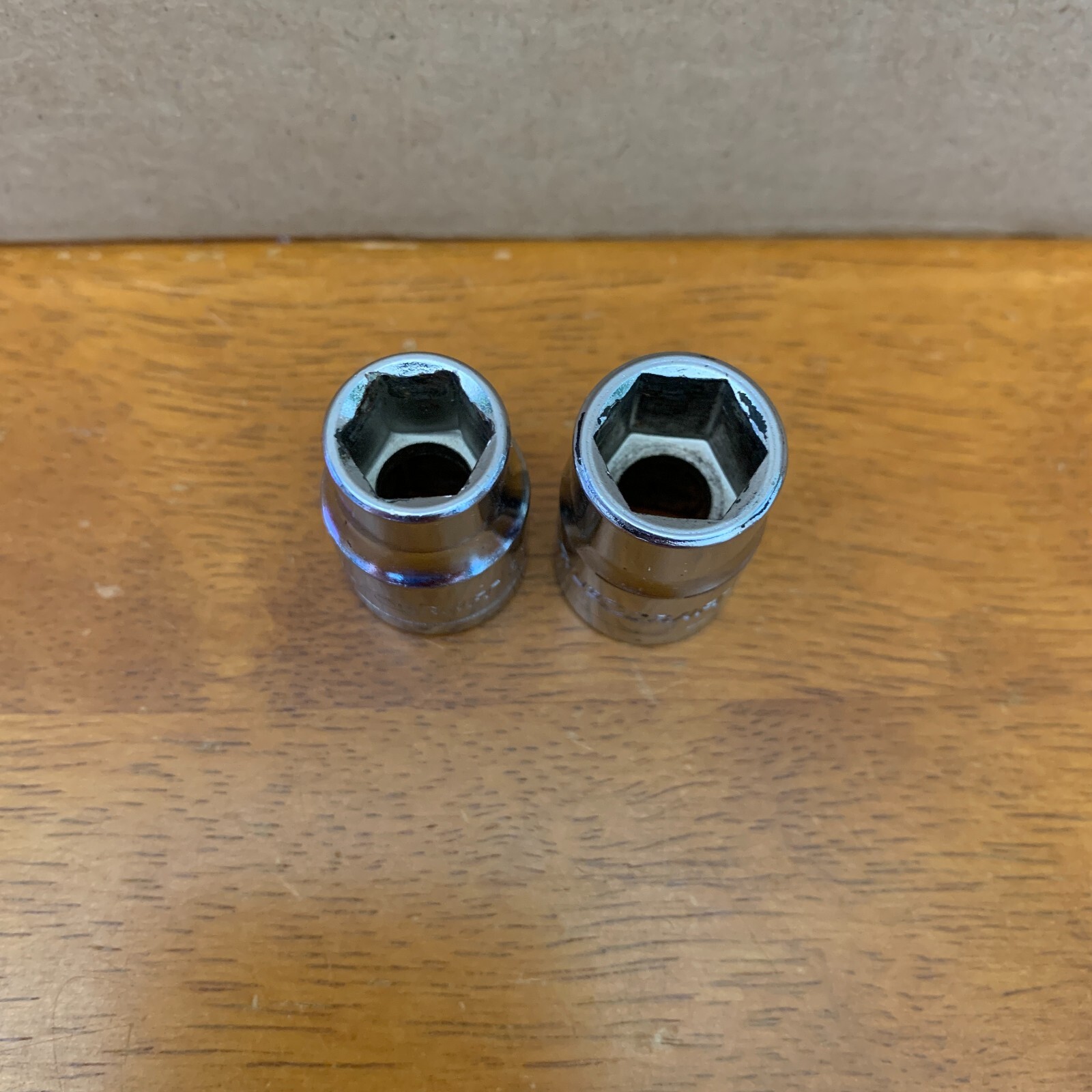 Lot, 2 TRUECRAFT Japan shallow SOCKETS (3/8, 7/16) 6 pt, 3/8 drv True Craft Cr-V