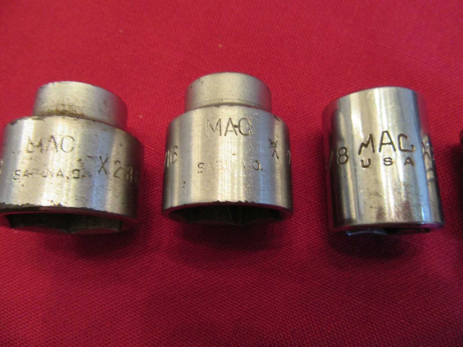 Mac & Snap On Shallow 3/8 Drive Sockets 5/8,11/16,13/16 and 7/8 inch