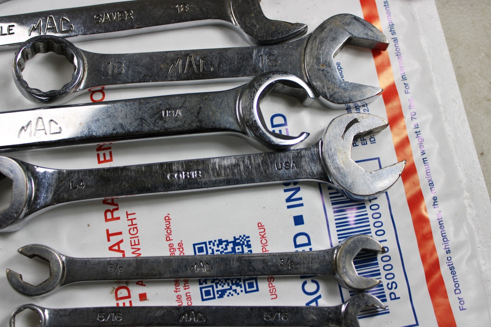 MAC Metric and sae short open end box end 12 pt Line/Flare Nut Wrenches Lot Of 7