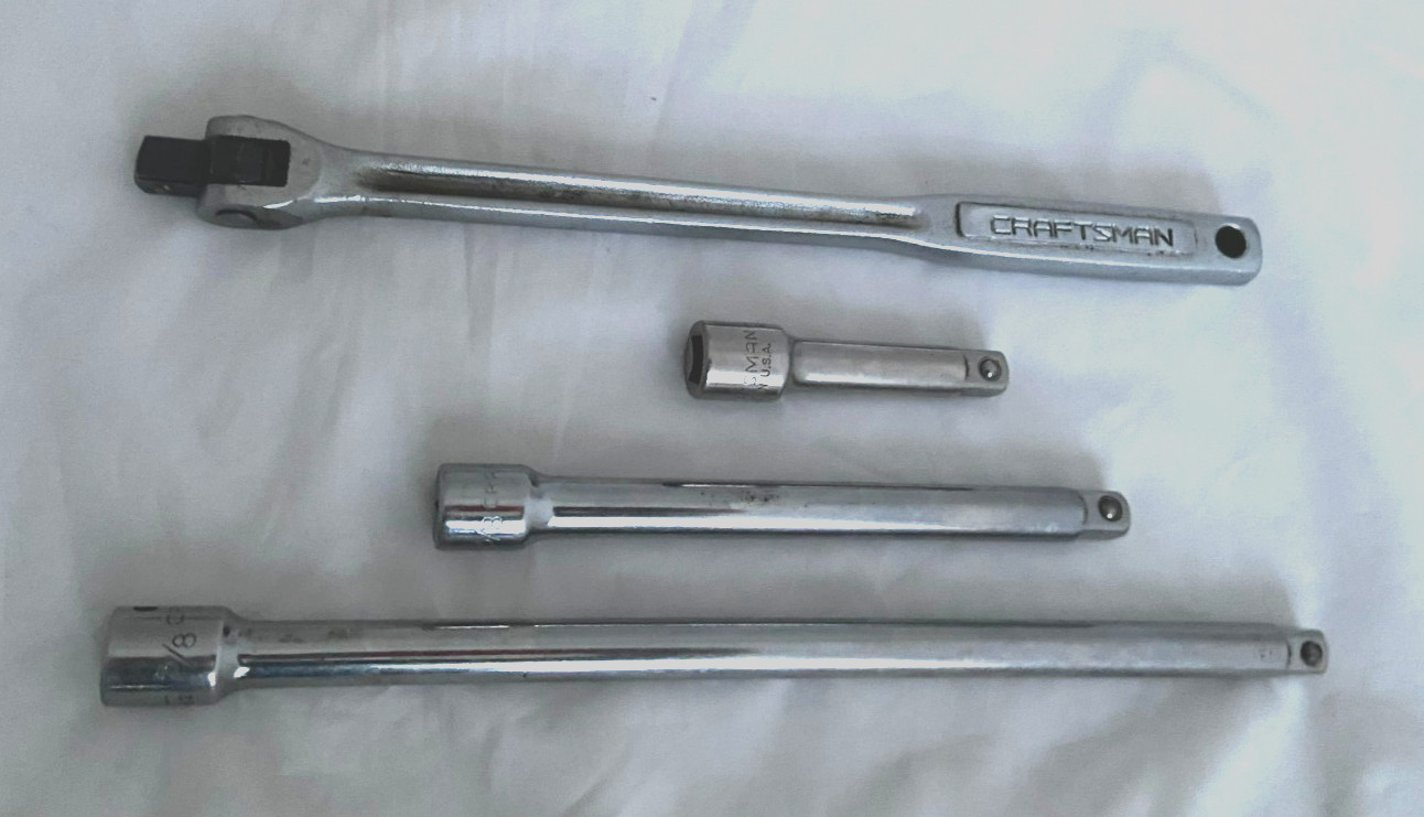4 Pcs. CRAFTSMAN 3/8 DR EXTENSIONS 3″ 6″ 10″ 44264 261 262 and BREAKER BAR 44363
