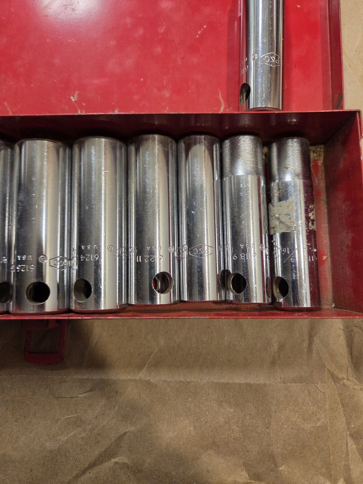 Vintage P & C 12-Point 1/2″ Deep Drive Tool Socket Set 11 Piece + Metal Case USA