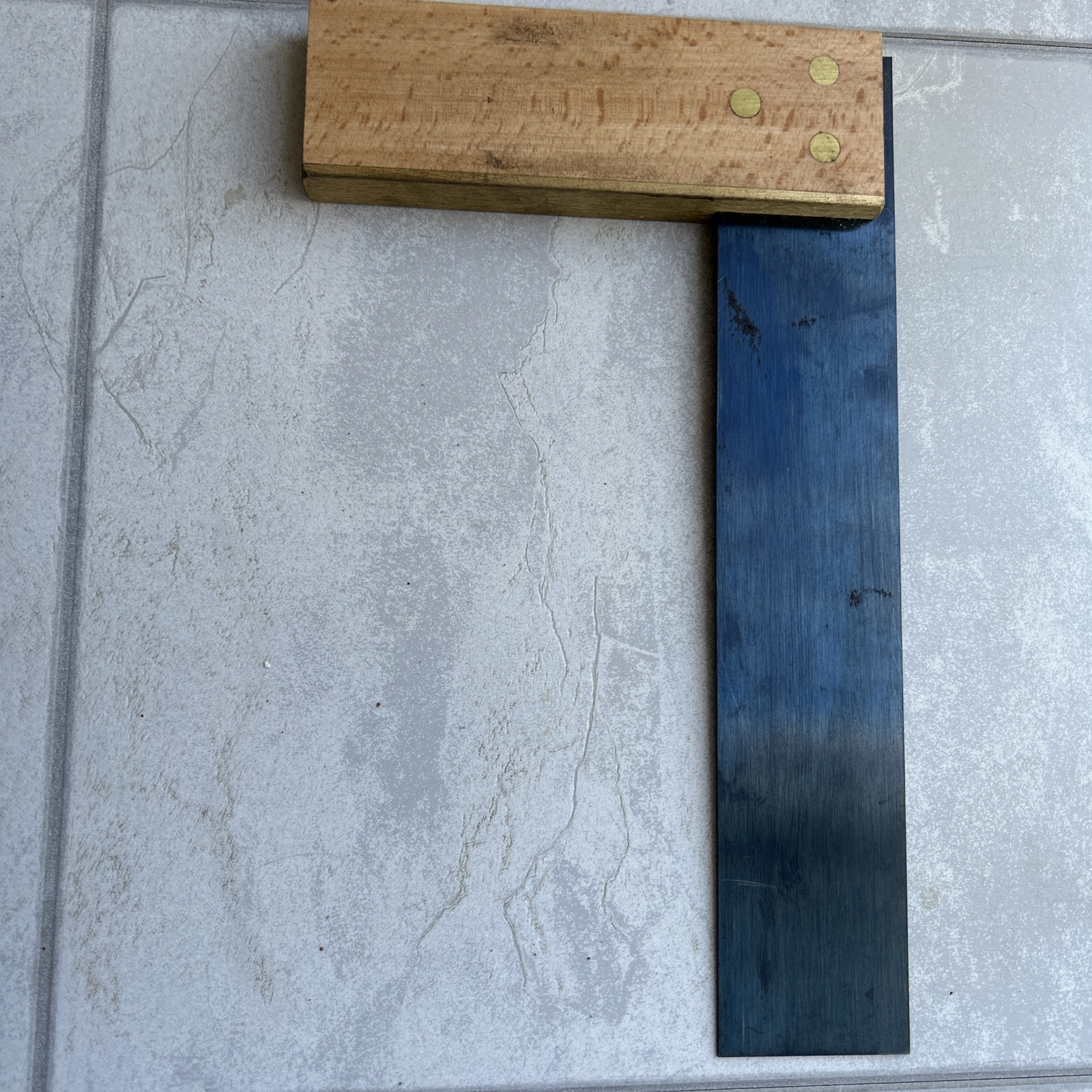 Vintage woodworking 9″ angle Set square. Brass detail, steel blade By
