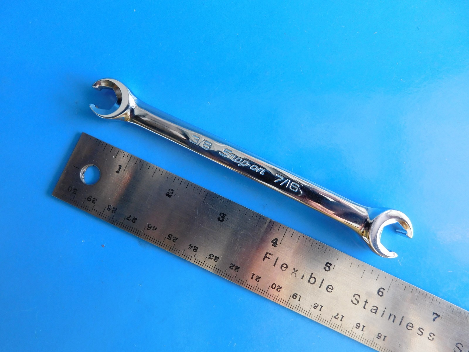 NEW, SNAP- ON TOOLS ( 3/8 X 7/16 ) DBL END FLARE NUT WRENCH, PART #RXFS1214B