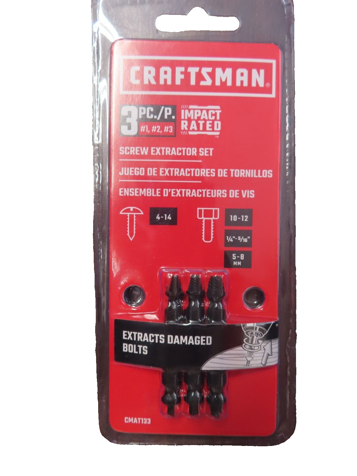 Craftsman M2 High Speed Steel Double-Ended Screw Extractor Set 3 pc #CMAT133