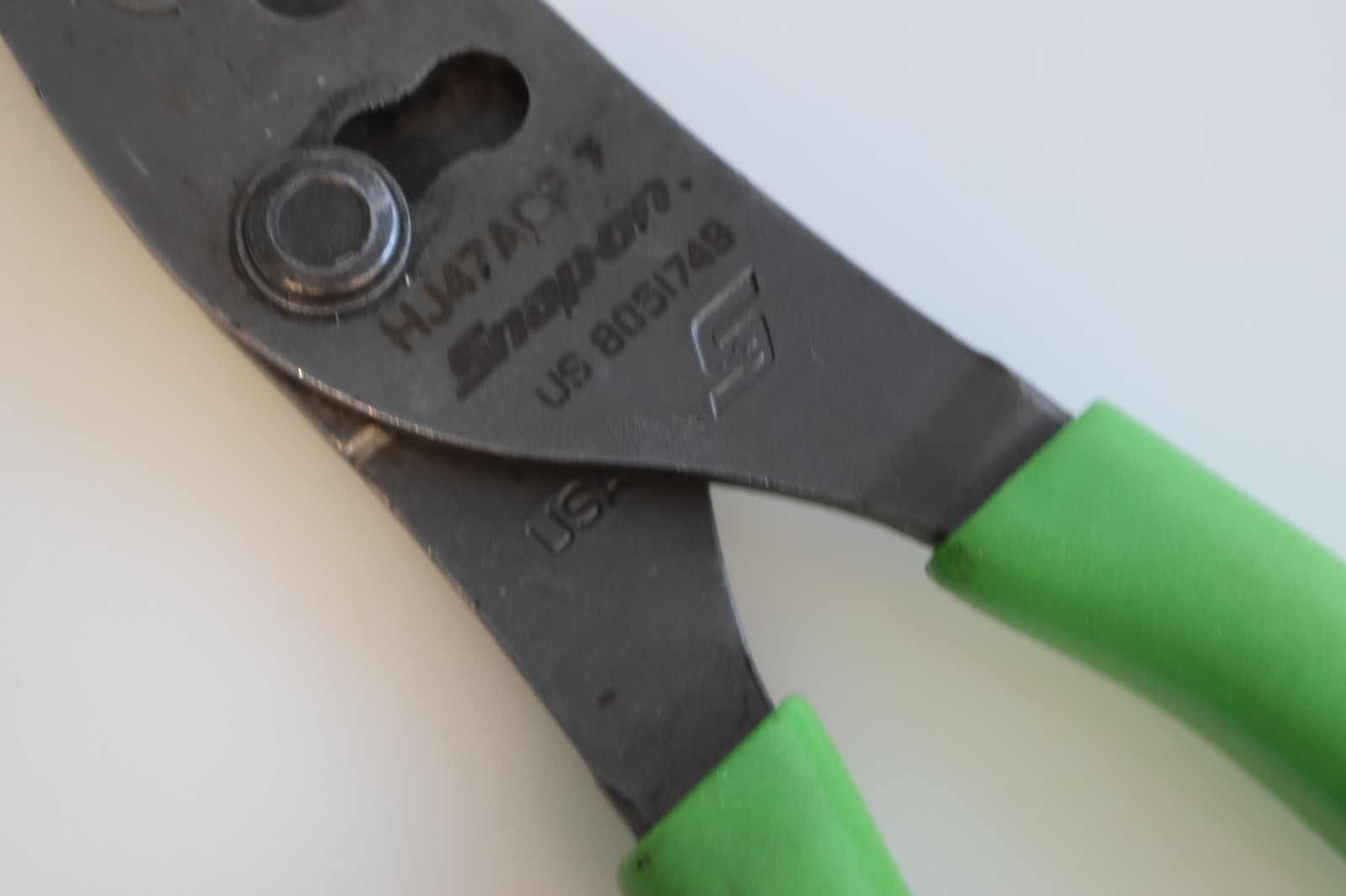 Snap On Tools HJ47ACF Talon Grip Flank Jaw Slip Joint Pliers USA Green