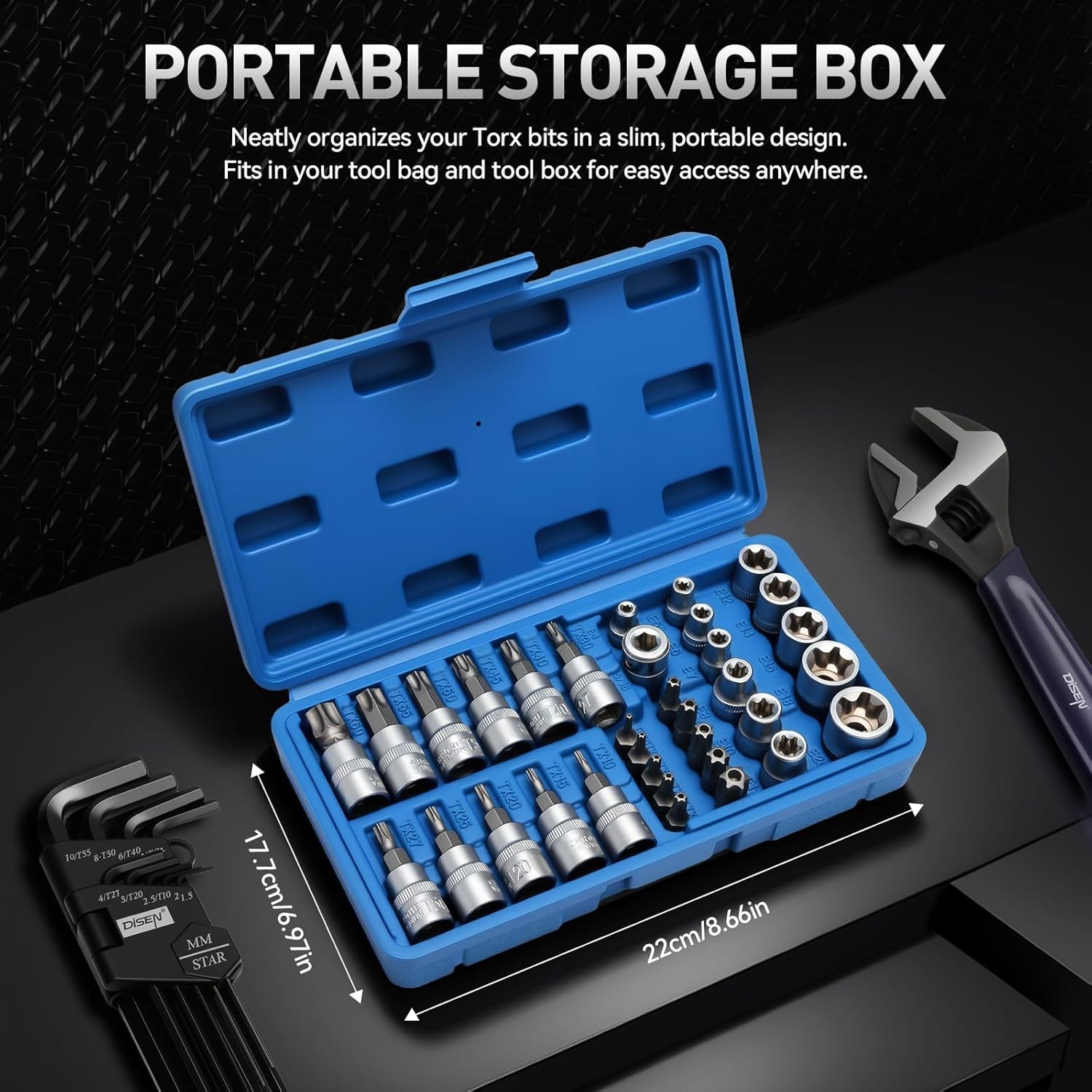 Drive Male Female Torx Star Bit Socket E-Socket Set Handheld Tool 34Pcs For Car