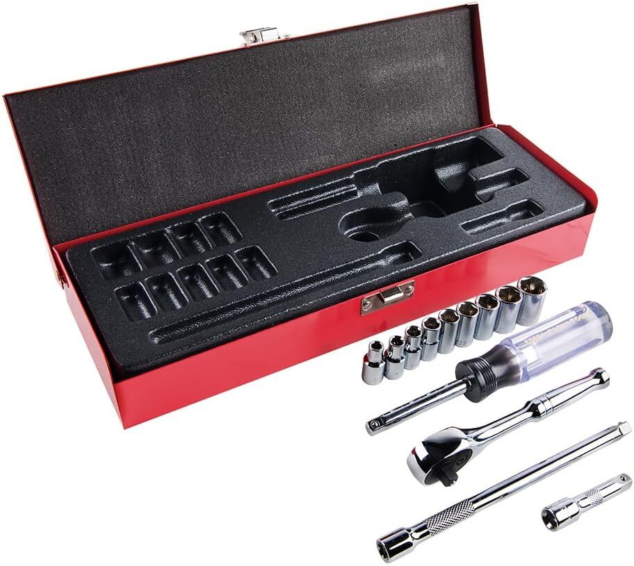Klein Tools 65500 1/4-Inch Drive Socket Wrench Set with Spinner