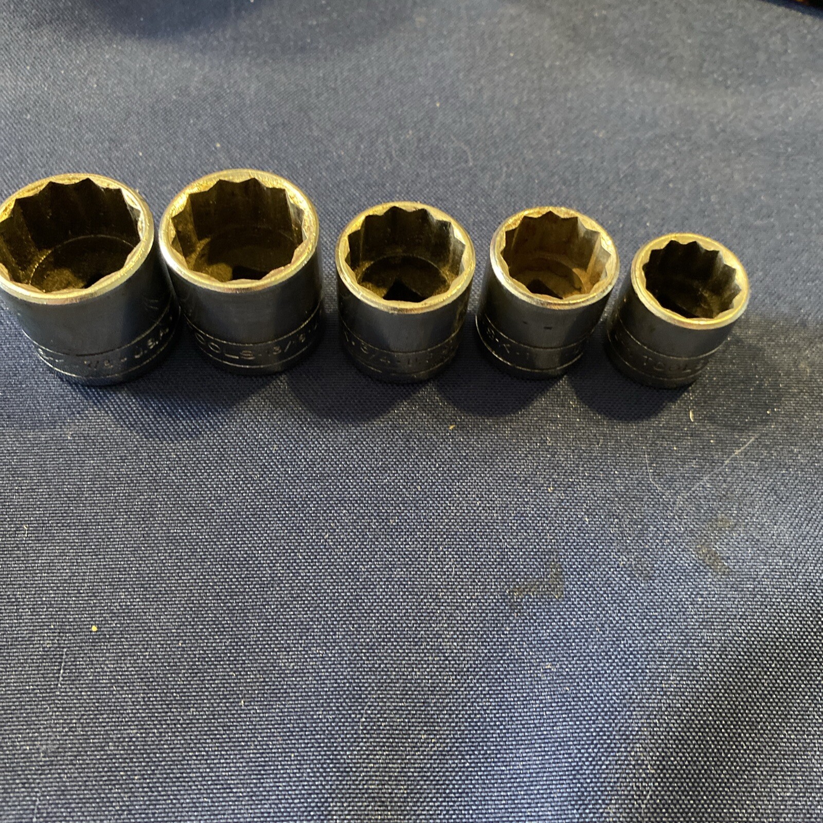 S-K Tools Sockets Lot of 6 -3/8″ Drive 12Pt. 7/8, 13/16, 3/4, 11/16, 5/8, 3/8