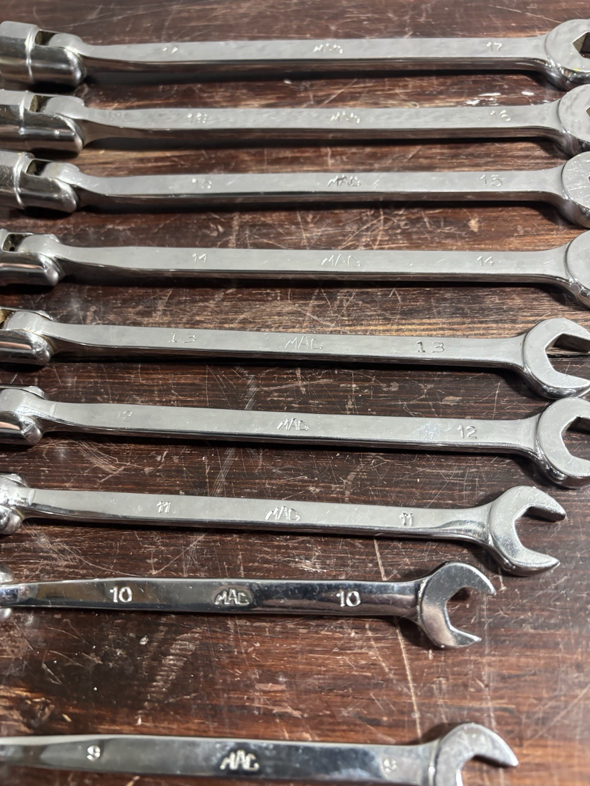 MAC 9pc Metric Combination Flex Head Socket End Wrench Set 9mm- 17mm.