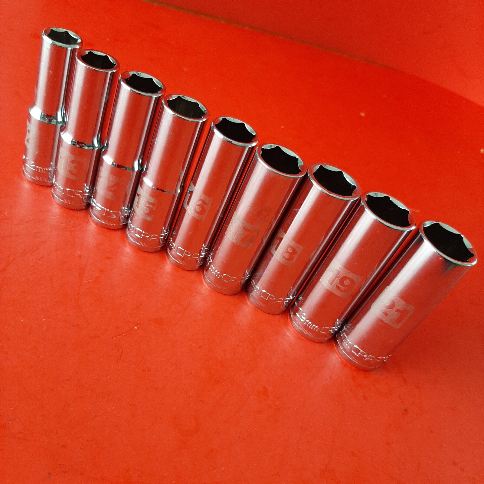 NEW CRAFTSMAN Easy Read 9 Piece 1/2 Drive DEEP METRIC 6 point Socket Set 12-21mm