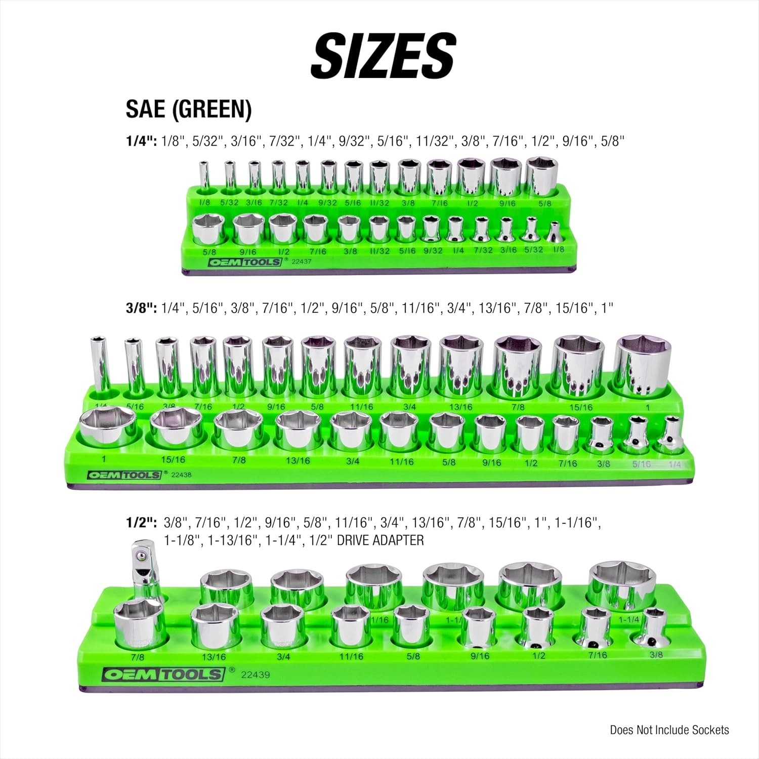 6 Pack Set Metric and SAE Magnetic Socket Tray Set, Green and Blue Socket Org…