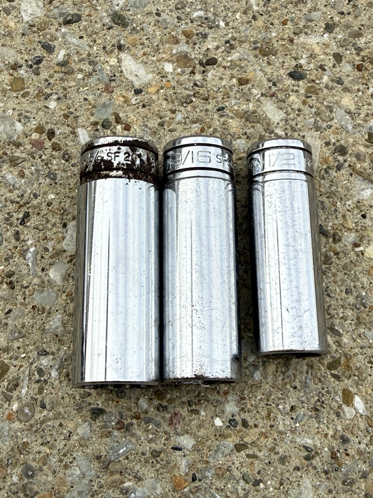 Snap-on Tools 9-Piece 3/8″ Drive SAE Deep 6 Point Socket Set 1/4″ To 7/8″ -READ