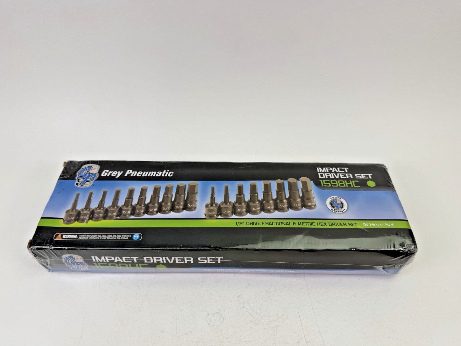 Grey Pneumatic 1598HC 18-Pc. 1/2 in. Drive SAE/Metric Standard Hex Driver Set