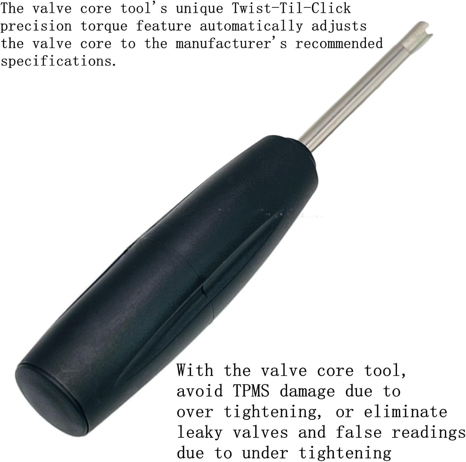 2 Pcs Valve Core Torque Tool for Cars & Bikes, Black & Silver, Professional