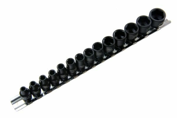 US PRO-industrial 14pc 1/4″ dr 6pt Shallow Impact Sockets Set On Rail NEW 1429