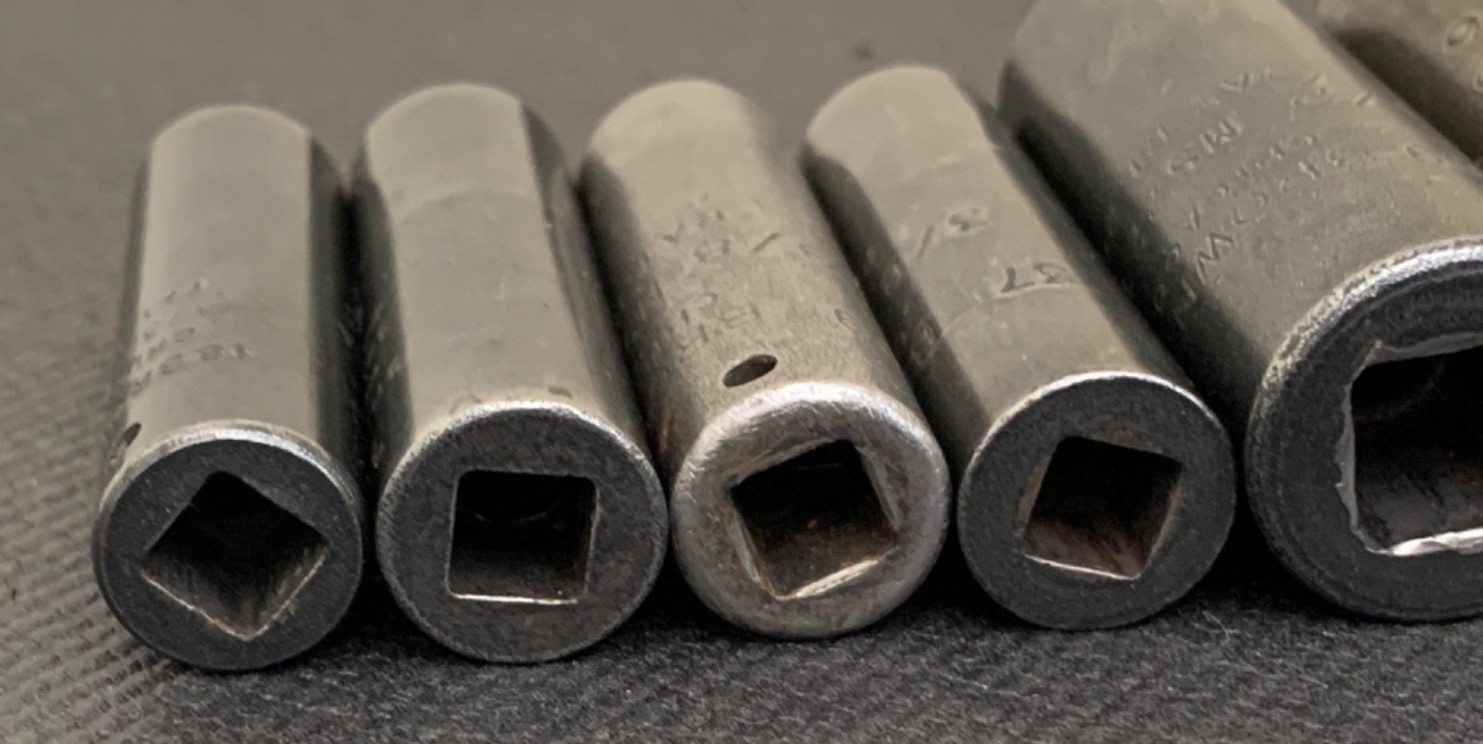 Lot of 12 Various Vintage Apex & Brown Tool SAE Sockets Made in USA