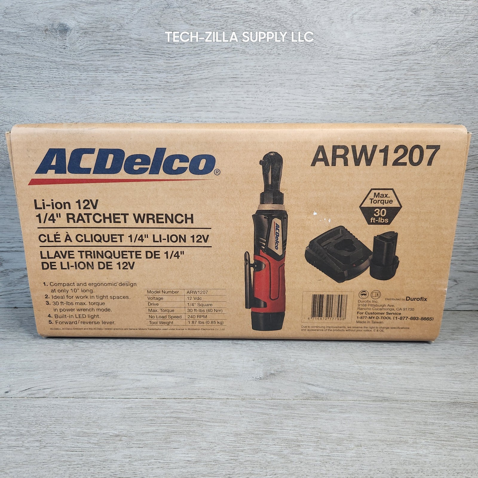 ACDelco ARW1207 1/4 Ratchet Wrench Built In LED Light Rechargeable Li-ion 12volt