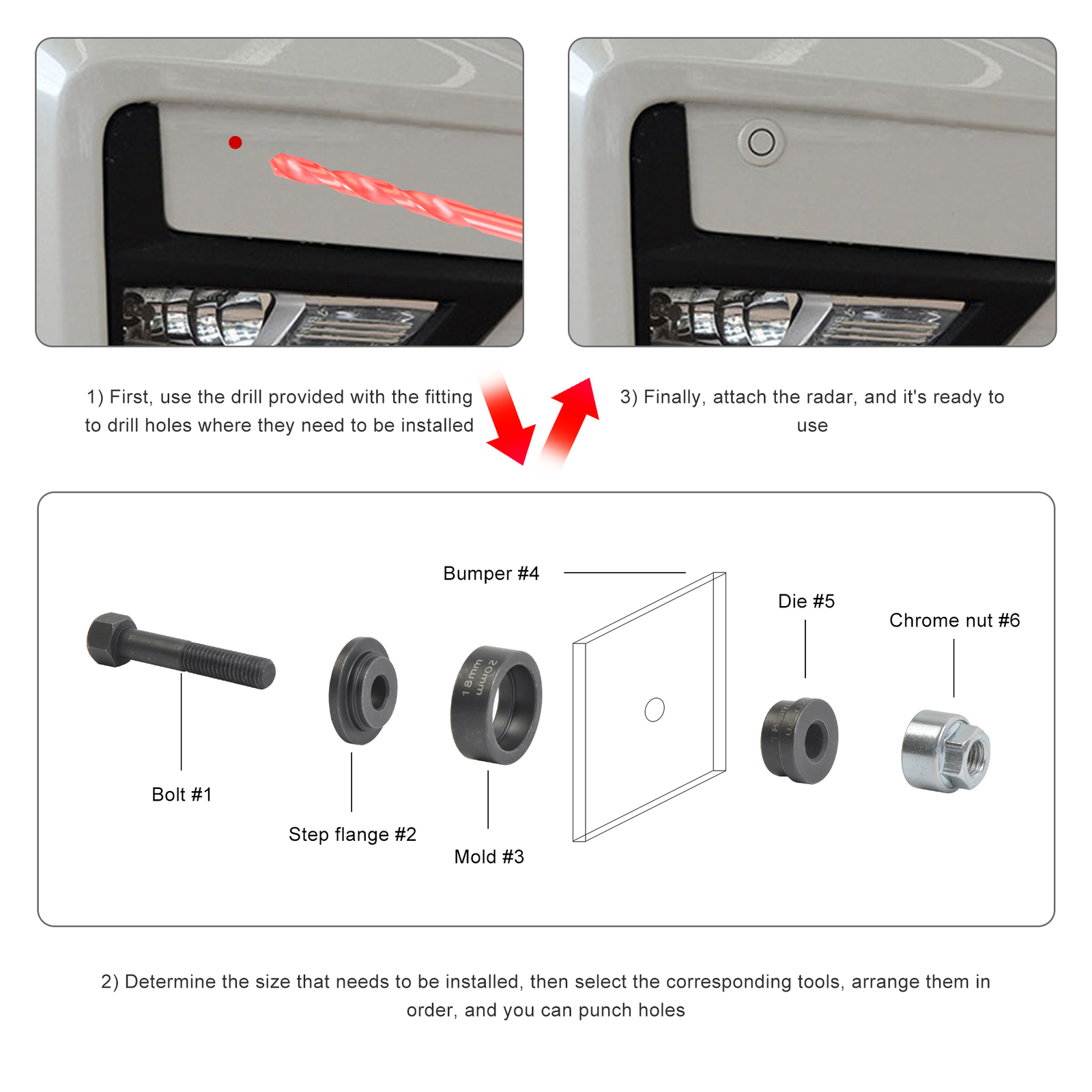 Bumper Cover Parking Sensor Hole Punch GAT-PSHM-500 Parking Sensor & Lens Hole