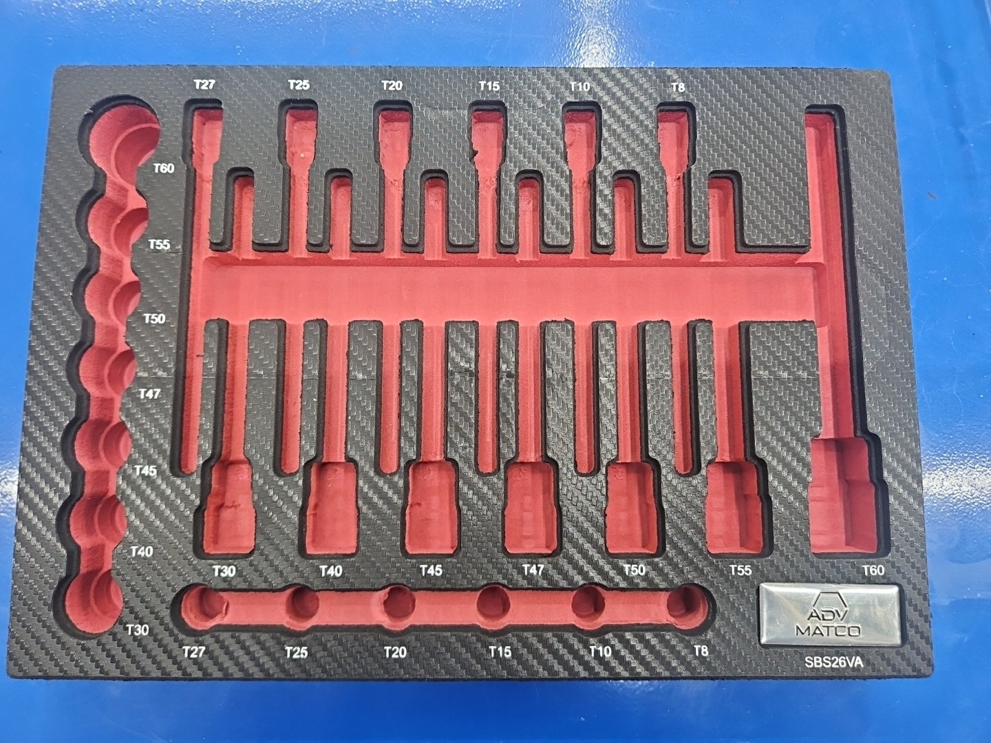 Matco Torx Bit Socket Set FOAM ONLY 1/4, 3/8 And 1/2 Drives 26 Piece Set SBS26VA