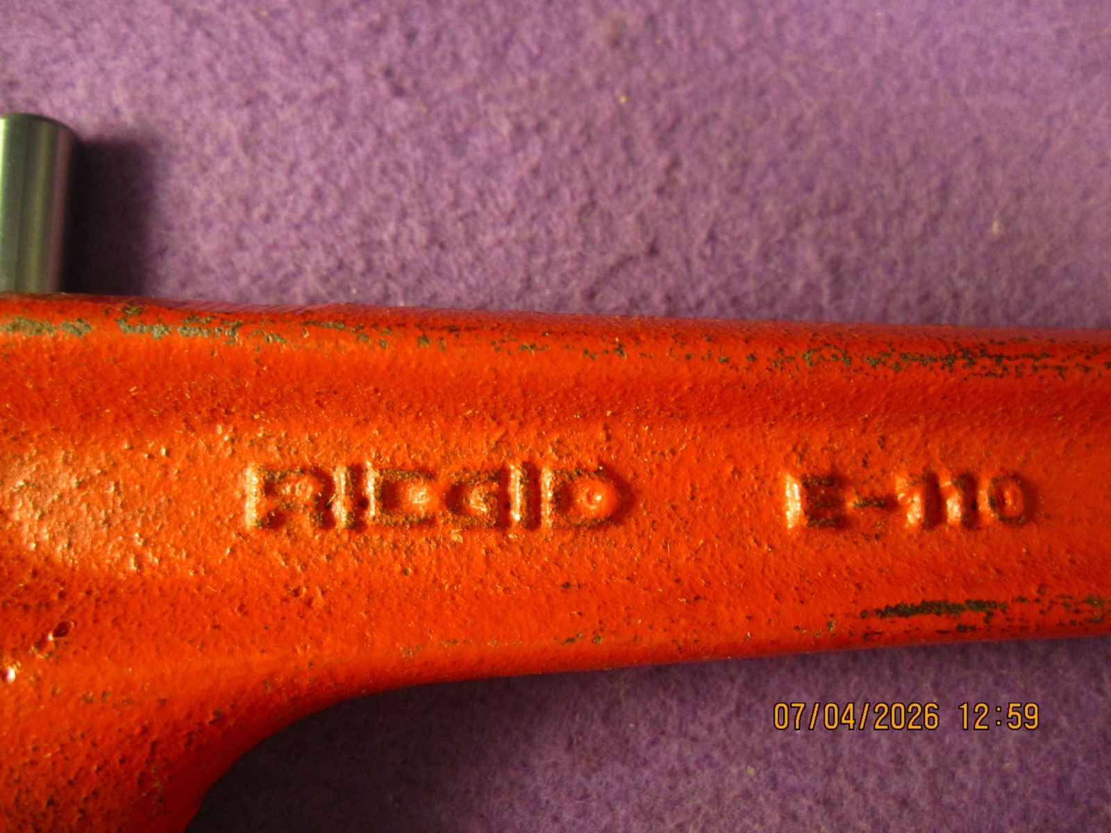 Ridgid Model E-110 Offset Hex Smooth Jaw Pipe Wrench, 10 3/4 Long 2 1/2 Jaw USA