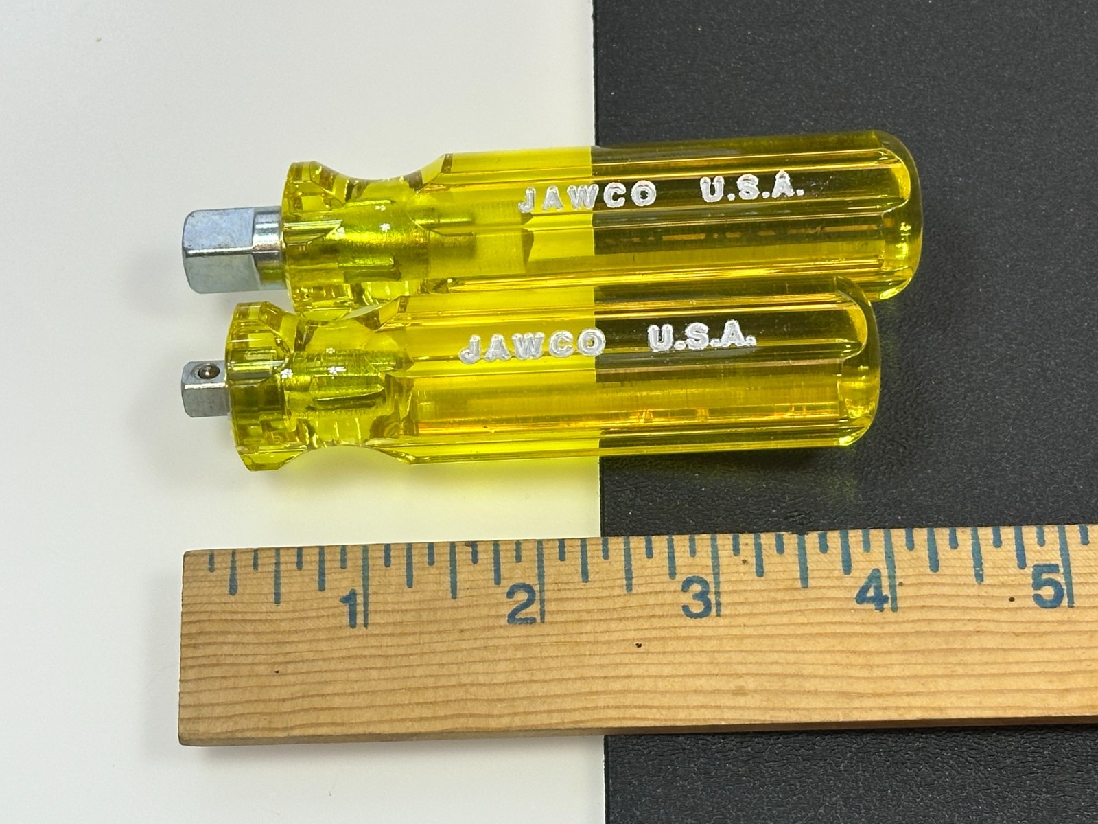 2pc NOS Jawco Tools USA Made 1/4 3/8″ Drive Socket Spinner Handles Yellow Handle