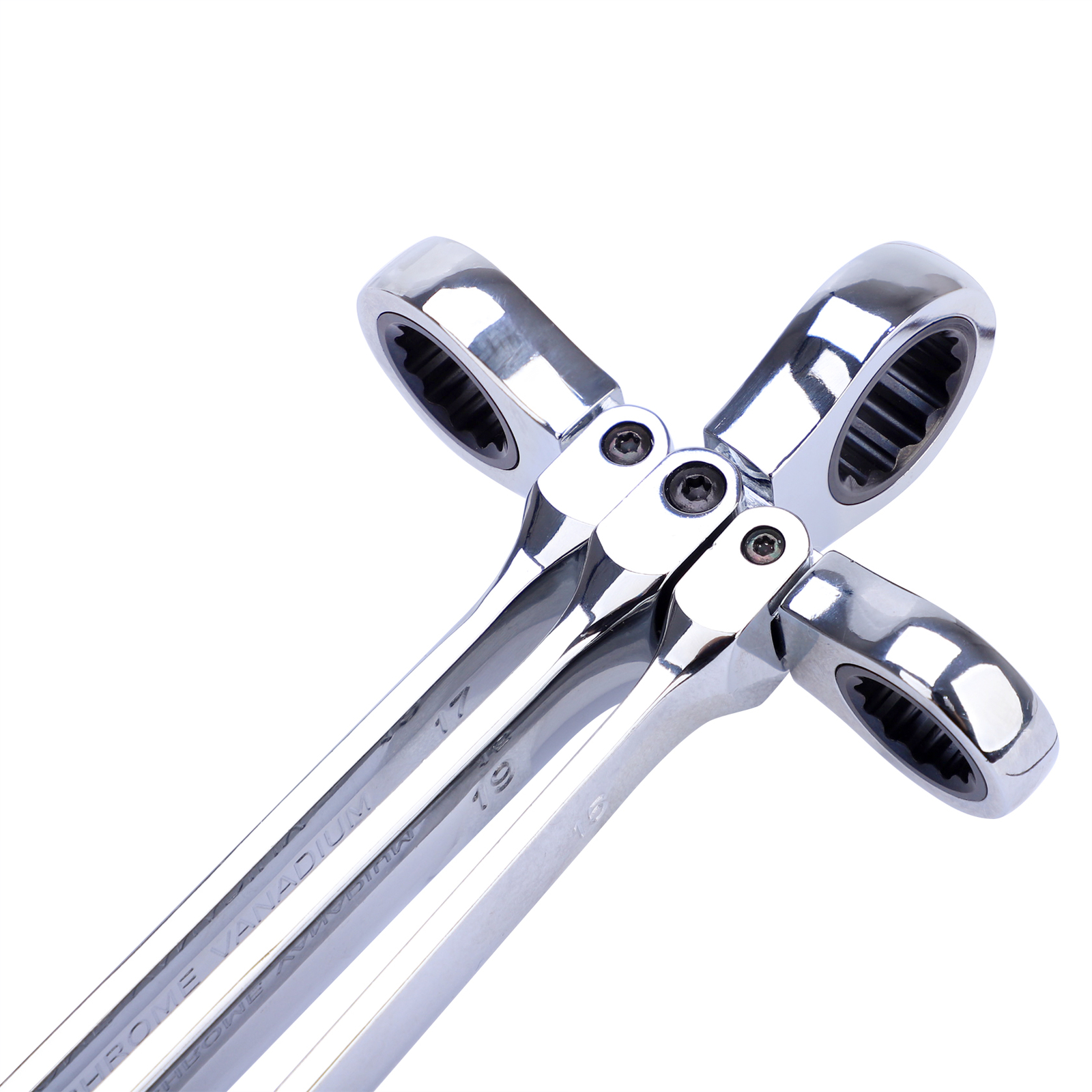 6X Double Box End Ratcheting Wrench Flex-Head Extra Long Spanner Set Metric NEW