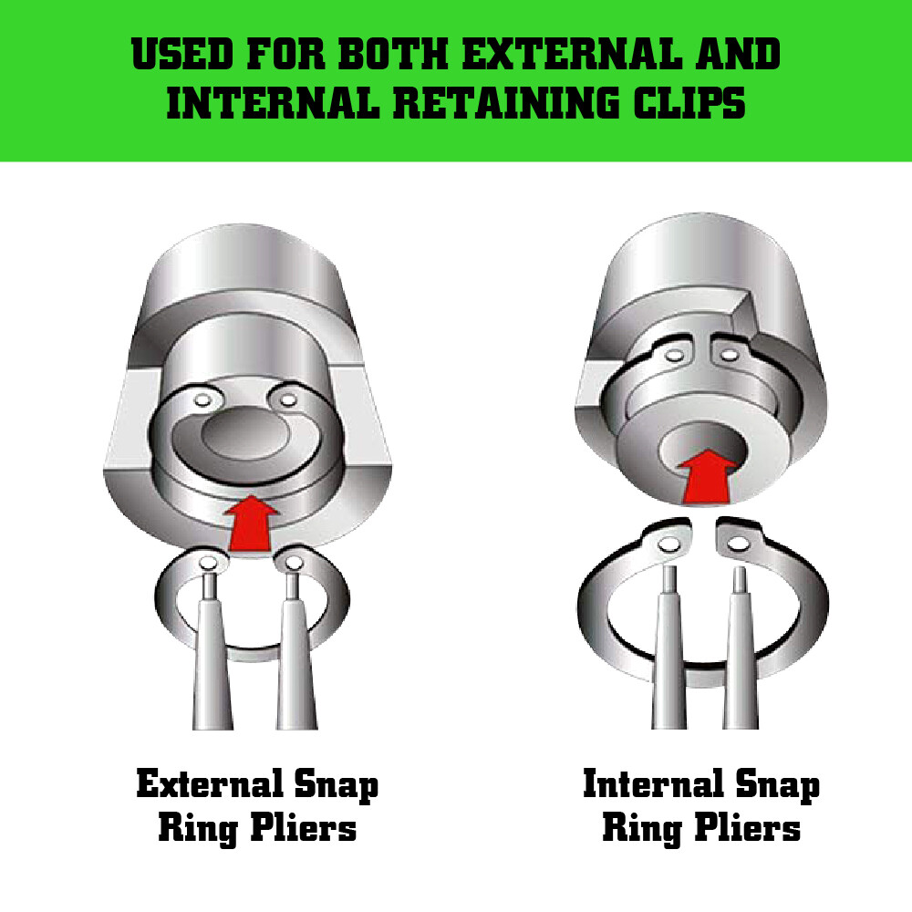 4pcs Heavy Duty 7″ Circlip Plier Snap Ring Plier External Internal Kit w/ Pouch